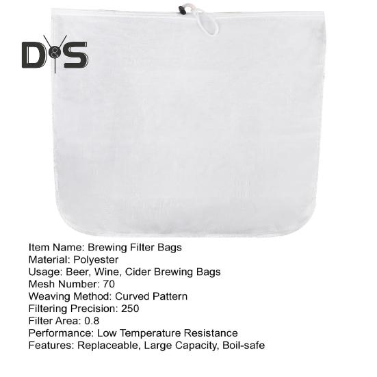 Большие фильтр-мешки для пивоварения. Мешок-сито с мелкой сеткой 250 микрон. Многоразовые сменные пакеты для пивоварения с регулируемым шнурком для зерна хмеля для домашнего пивоварения.