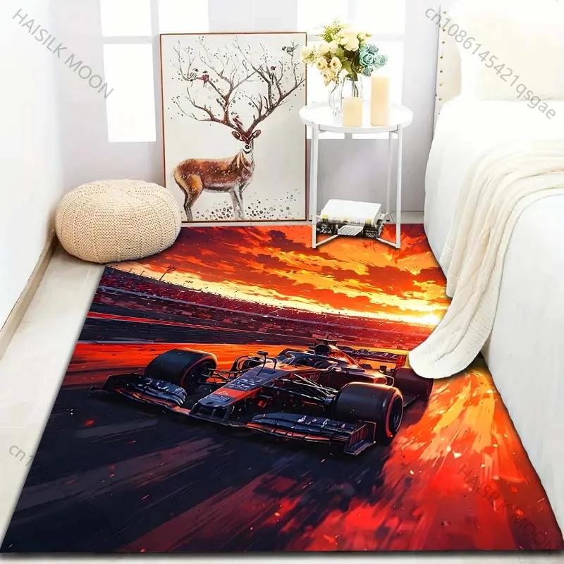 3D F1 Racing At Sunset Print Carpet Living Room Bedroom Bedside Sofa Floor Mat Non-Slip Modern Home Decor Area Rug Luxury Gift