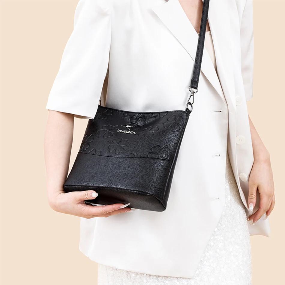 Women's Soft Leather Shoulder Bag Crossbody Messenger Bags Retro Feminine Bags Luxury Designer Bags