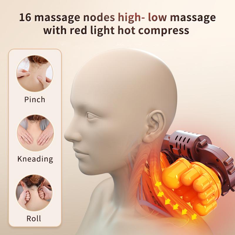 JINKAIRUI Массажер для шеи и шеи с разминанием шиацу, вибрационная подушка для массажа спины, массаж всего тела для использования дома и в машине