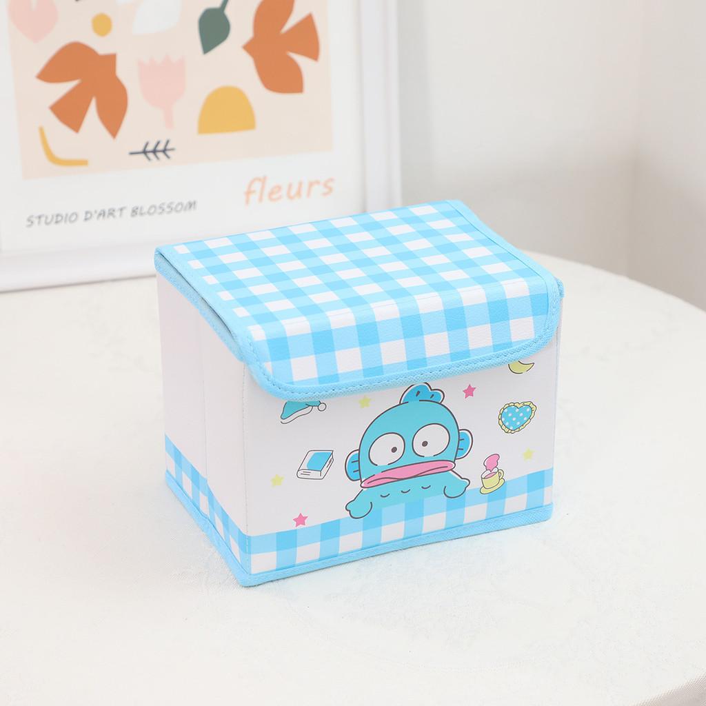 Hello Kitty Kuromi Cinnamoroll Melody Узор в клетку Складной откидной ящик для хранения для офиса и спальни