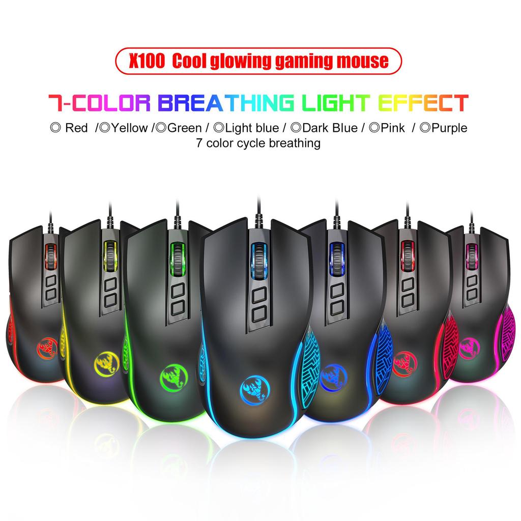 Colorful Luminous Wired Gaming Mouse: X100 Adjustable 3600 DPI