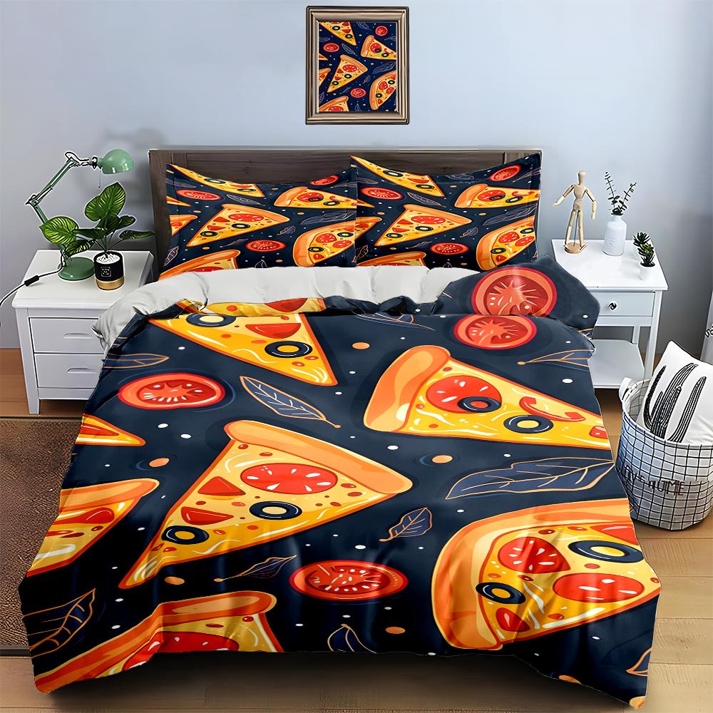 Pizza-themed design. Bedding Duvet cover sets Duvet covers Pillowcases gifts (1 * Duvet Cover 2 * Pillowcases, without duvet insert)