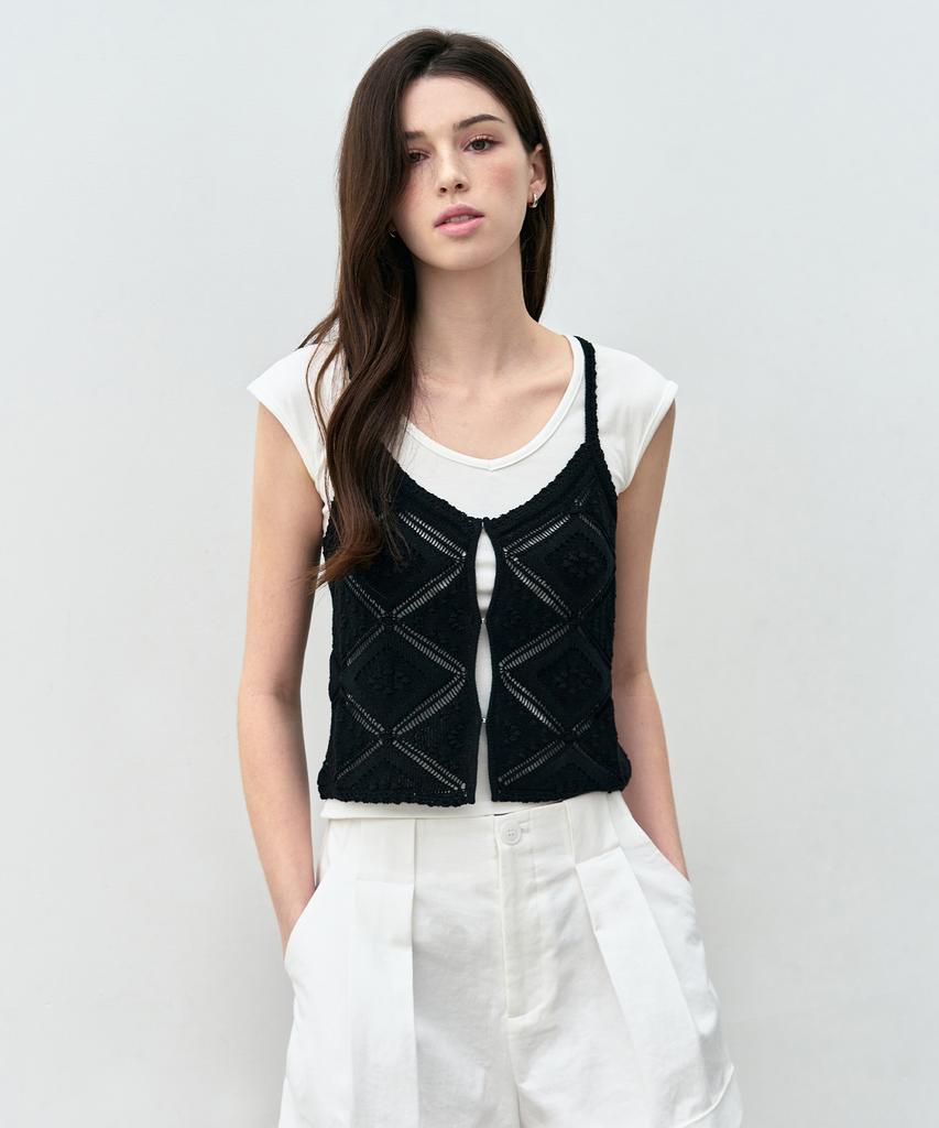 BASIKA Embroidered Tank Top (Black)