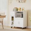 Kitchen Cabinet On Wheels Mobile Kitchen Sideboard With Shelves Drawers Adjustable Shelf Cable Hole White