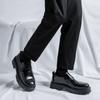 Platform Black Leather Mens Loafers Handmade Monk Strap Wedding Party Casual Dress Shoes Summer Autumn Footwear for Men