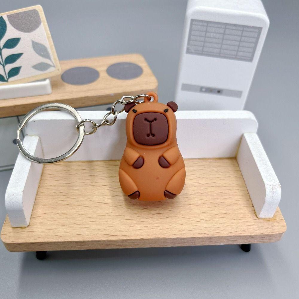 Turtle Cartoon Keychain PVC Animal Pendant Funny Capybara Key Ring Girls