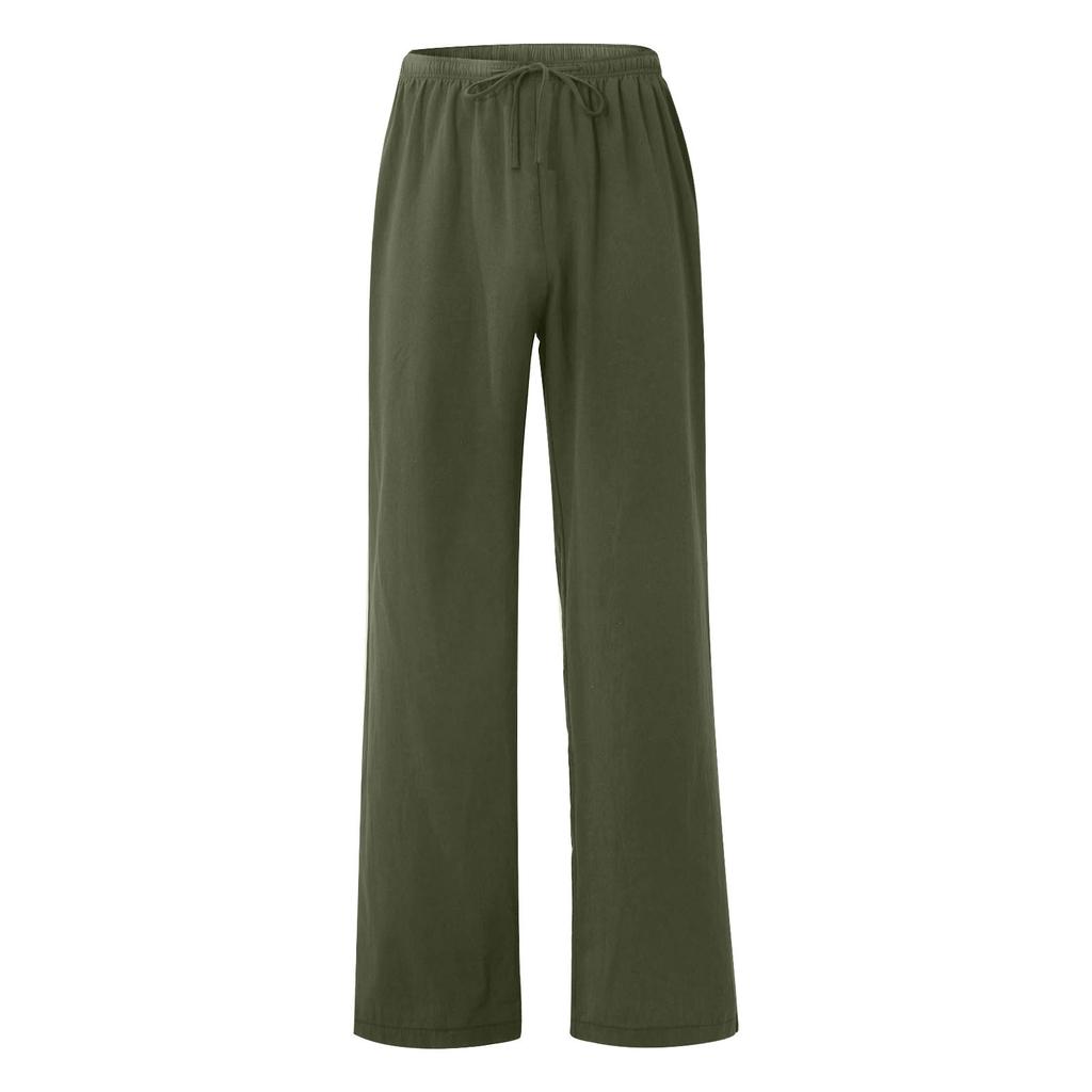 Мужская мода повседневные однотонные дышащие льняные свободные повседневные спортивные брюки