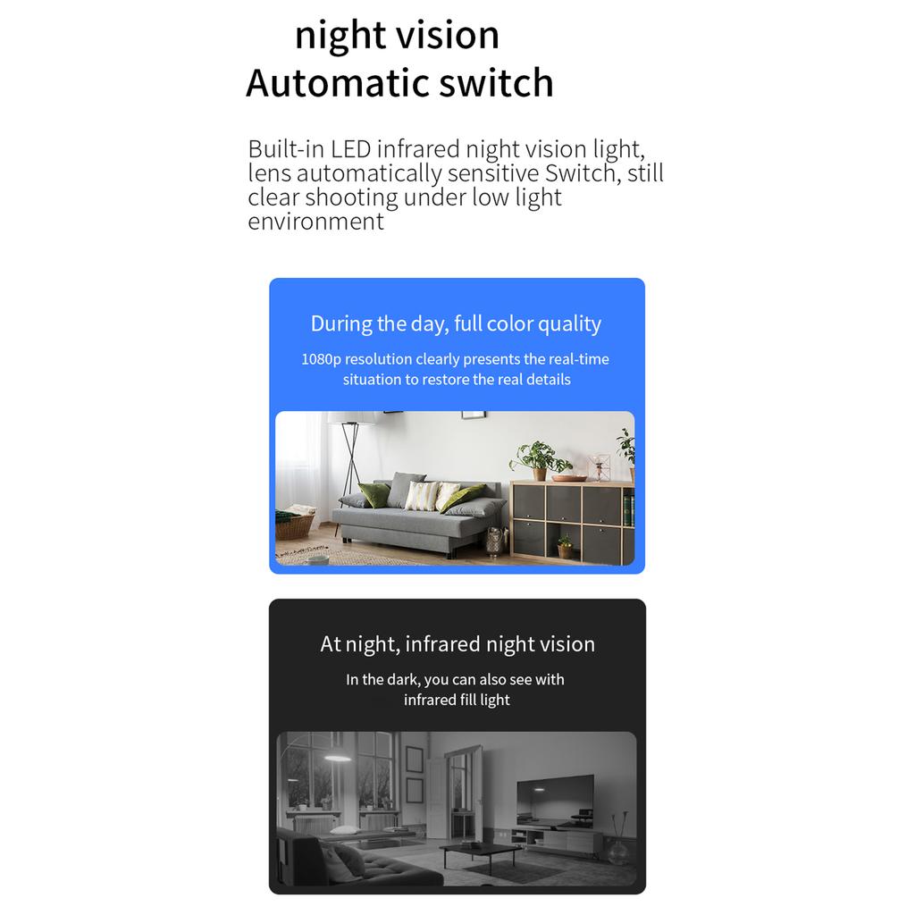 Smart Security Camera 1080P Home Multifunctional Camera with Function Night Support for 4-64GB Storage APP: iWFCam