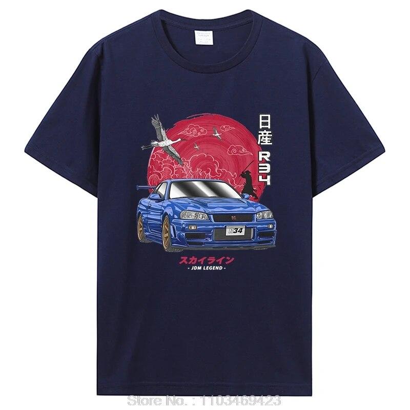 Хлопковая рубашка Initial DT, унисекс, женская футболка Harajuku, эстетическая футболка большого размера, забавная футболка с автомобилем JDM LEGEND, футболка Skyline R34