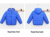 Autumn/Winter Solid Color Hooded Children's Down Cotton Jacket - Lightweight and Warm for Boys & Girls.
