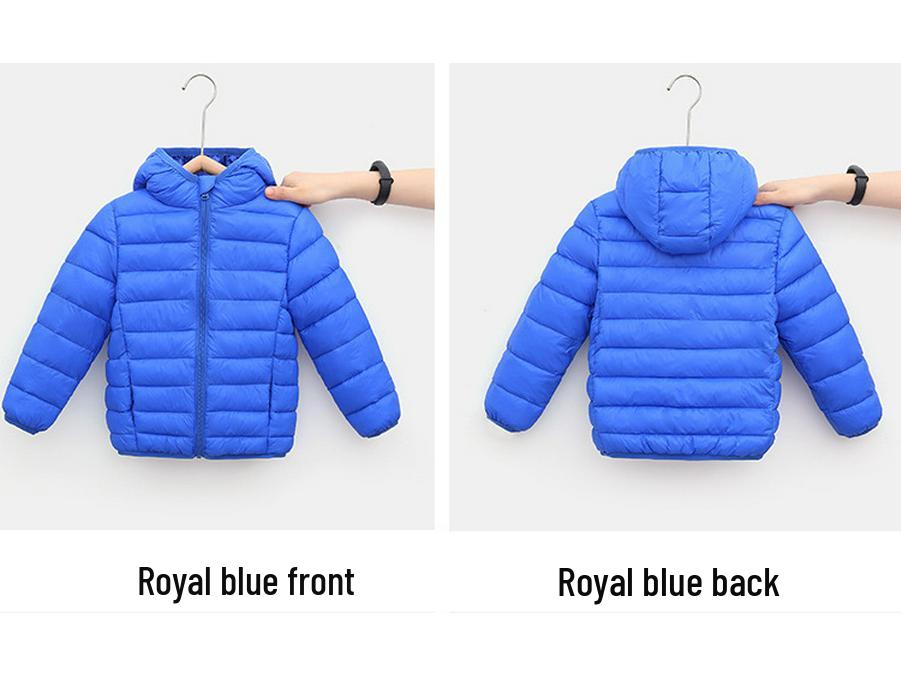 Autumn/Winter Solid Color Hooded Children's Down Cotton Jacket - Lightweight and Warm for Boys & Girls.