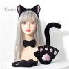 1 комплект, набор перчаток для кошек с галстуком-бабочкой на хвосте и регулируемой повязкой на голову, мягкий плюш, реквизит для выступлений на Хэллоуин, аксессуары для фотосессий, комиксов