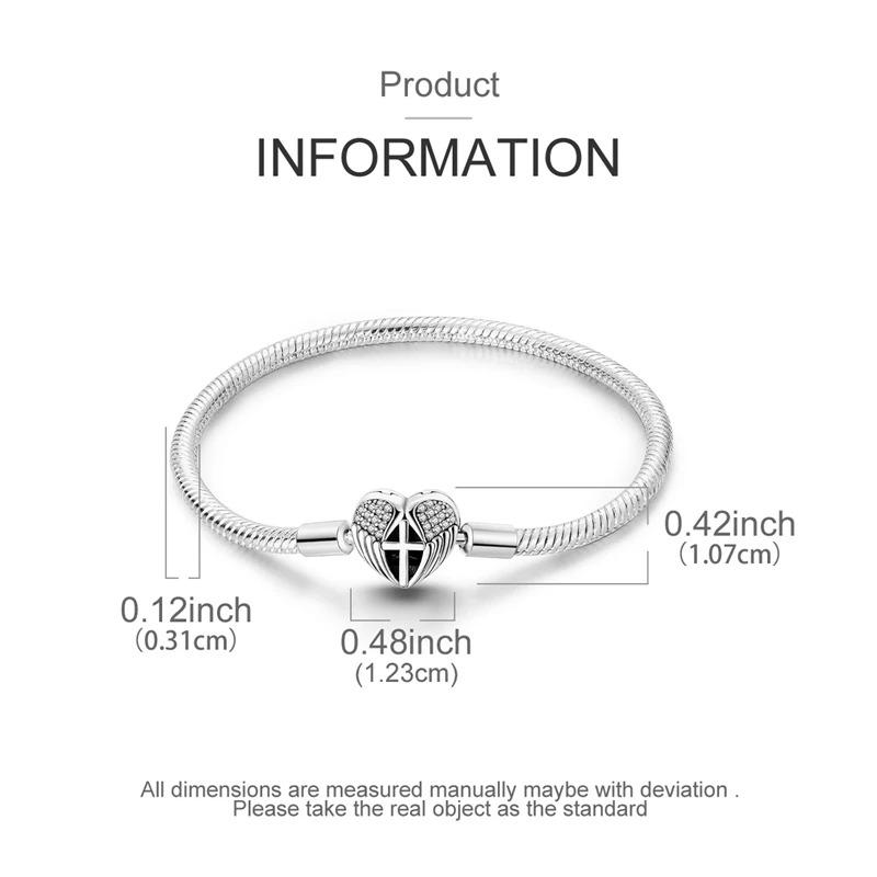 Original Bracelets 925 Silver Snowflake Heart Safety Chain Charms Bead Bracelet For Birthday Wedding Jewelry DIY Making