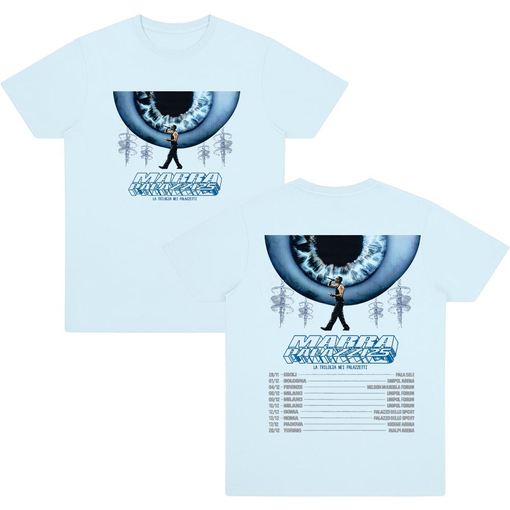 Marracash Palazzi 25 Тур Футболки Мода Хлопок Уличная Одежда Женская Мужская Поп Оверсайз Футболка Графическая Двусторонняя Уличная Одежда