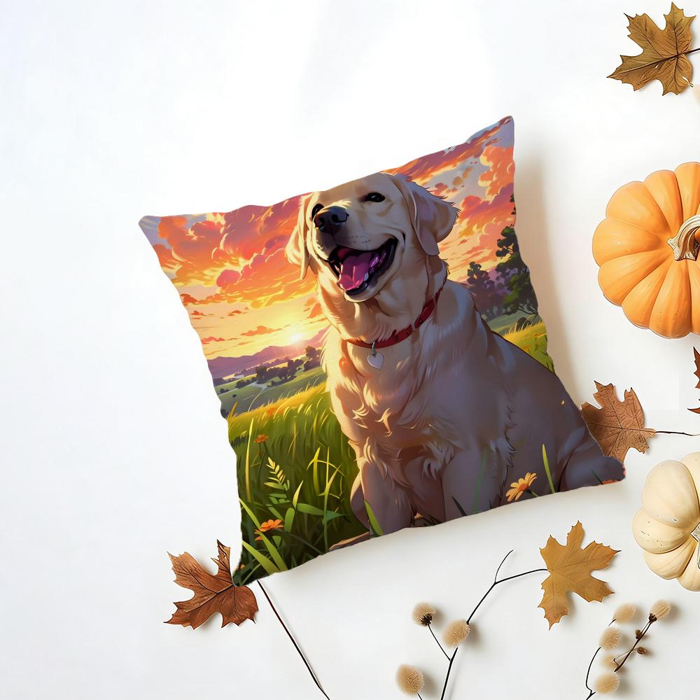 LLabrador Retriever Cushion Cover Washable Linen Pillowcase Soft for Daily Sofa Bed Home Room Decor