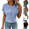 Женская весенне-летняя повседневная однотонная свободная футболка с круглым вырезом и коротким рукавом