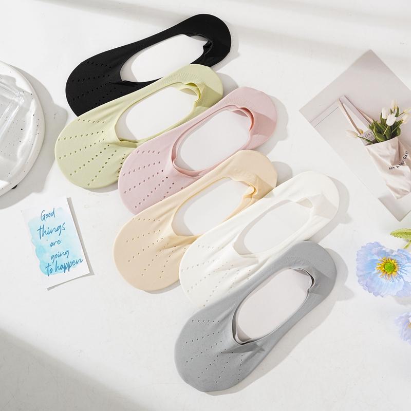 Женские дышащие носки из ледяного шелка с низким вырезом, противоскользящие летние тонкие невидимые носки-лодочки