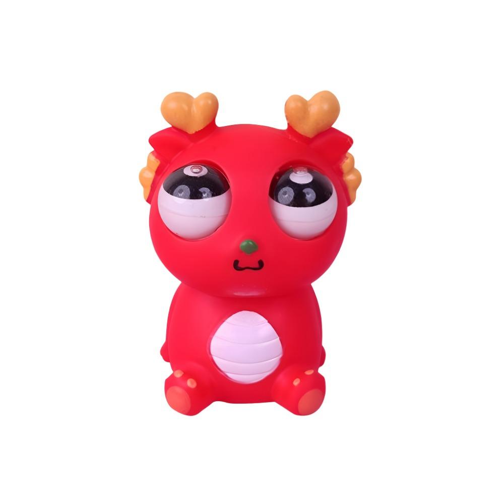 Игрушка-дракон из 1 штуки, резиновый материал, разноцветная, с мультяшным дизайном и выпученными глазами, мягкая игрушка для всех возрастов