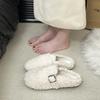 Интернет-знаменитость фея ветер ягненок шерсть белый пушистый обувь женская верхняя одежда ленивая одна педаль теплая бархатная сумка голова полушлепанцы