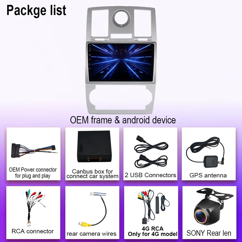 Android 14 Car Radio Carplay для CHRYSLER 300C 2004 - 2011 GPS-навигация Android Auto Stereo 5G BT Wifi Видео Bluetooth No 2din