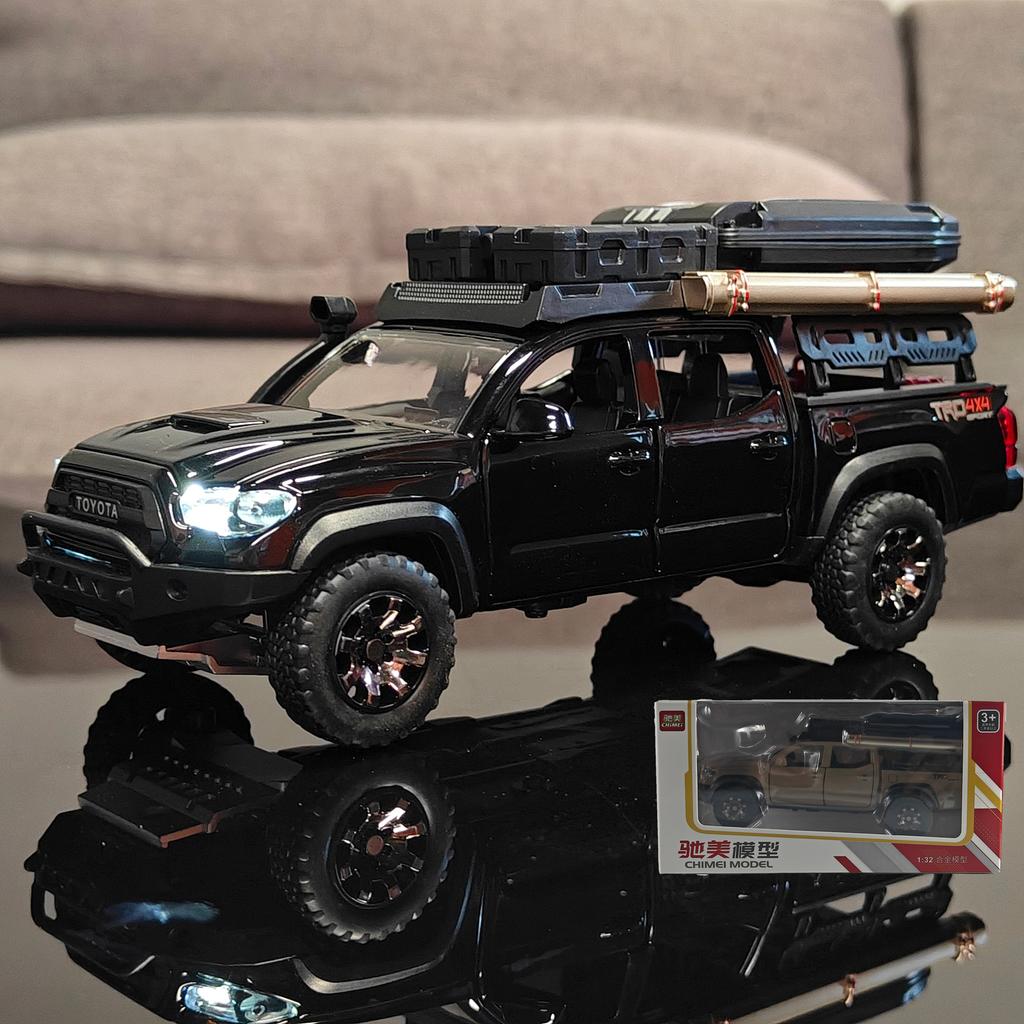 1:32 Toyota Tacoma TRO Off Road Pickup Alloy Diecast Model Computer Desktop Decoration With Sound Light Beautiful Christmas Gift