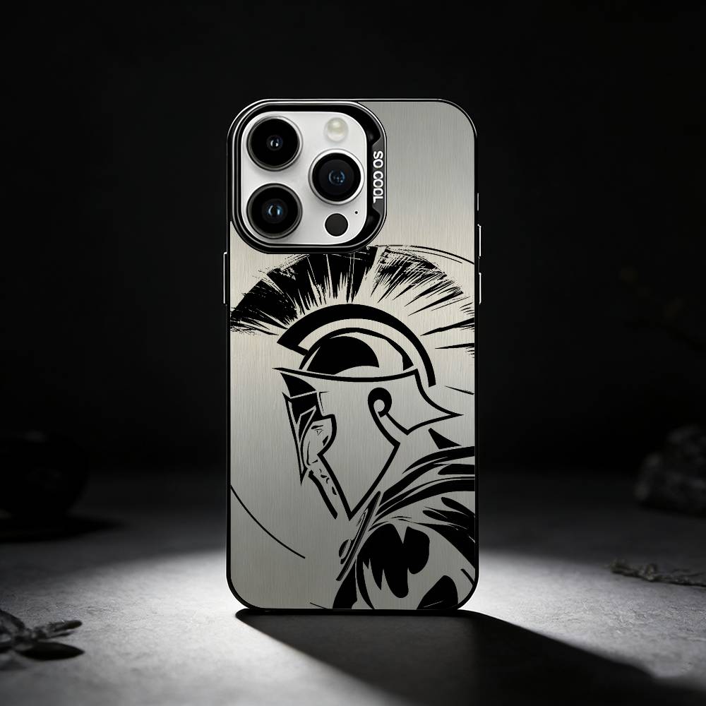 Spartan Cool Phone Case For iPhone 17,16,15,14,13,12,11 Plus,Pro Max,XS,Colored silver phone case