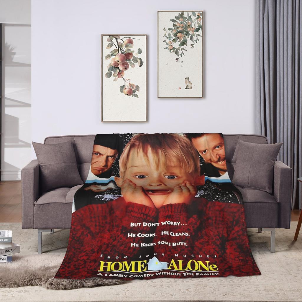 Travel Office Home Alone Merry Christmas Throw Blanket Flannel Bedspread For Couch Chair Comfortable Sofa Bed Cover