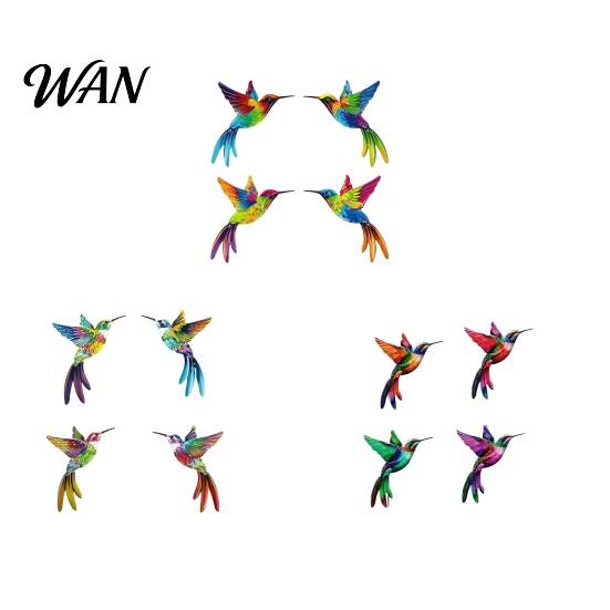 2D Acrylic Bird Art 4 Pcs Hummingbird Wall Colorful Garden Birds Sculpture Outdoor Fence Nature-inspired Decoration Hanging Ornaments for Yard Living