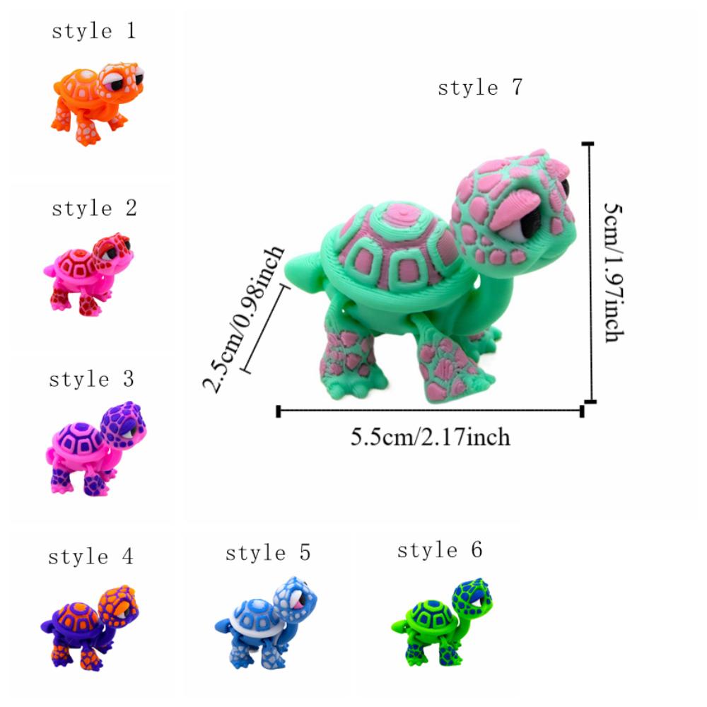 Plastic Simulated Animal Model Cartoon Desktop Decorations 3D Printed Turtle Model Holiday Gifts