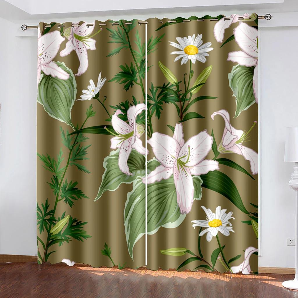 Цветочные лилии, цветник, розовые затемняющие шторы для спальни, гостиной, ванной, кухни, двери, высокое затемнение, новый узор