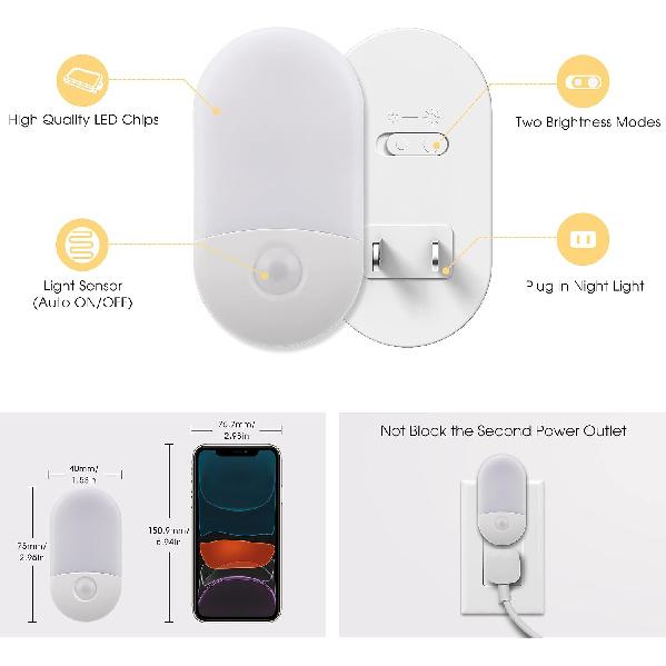 L LOHAS LED Night Lights Plug into Wall, [2 Pack] LED Dimmable Night Light