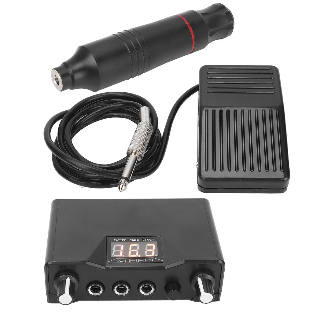 Профессиональный набор для татуировки с ручкой и блоком питания для тату-машинки, черный