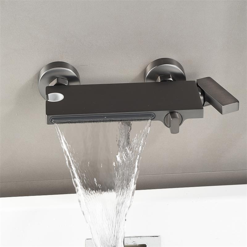 Серый комплект для душа для ванной, горячая и холодная вода, черный смеситель для душа для ванной комнаты, хромированный комплект для душа со скользящей штангой из латуни