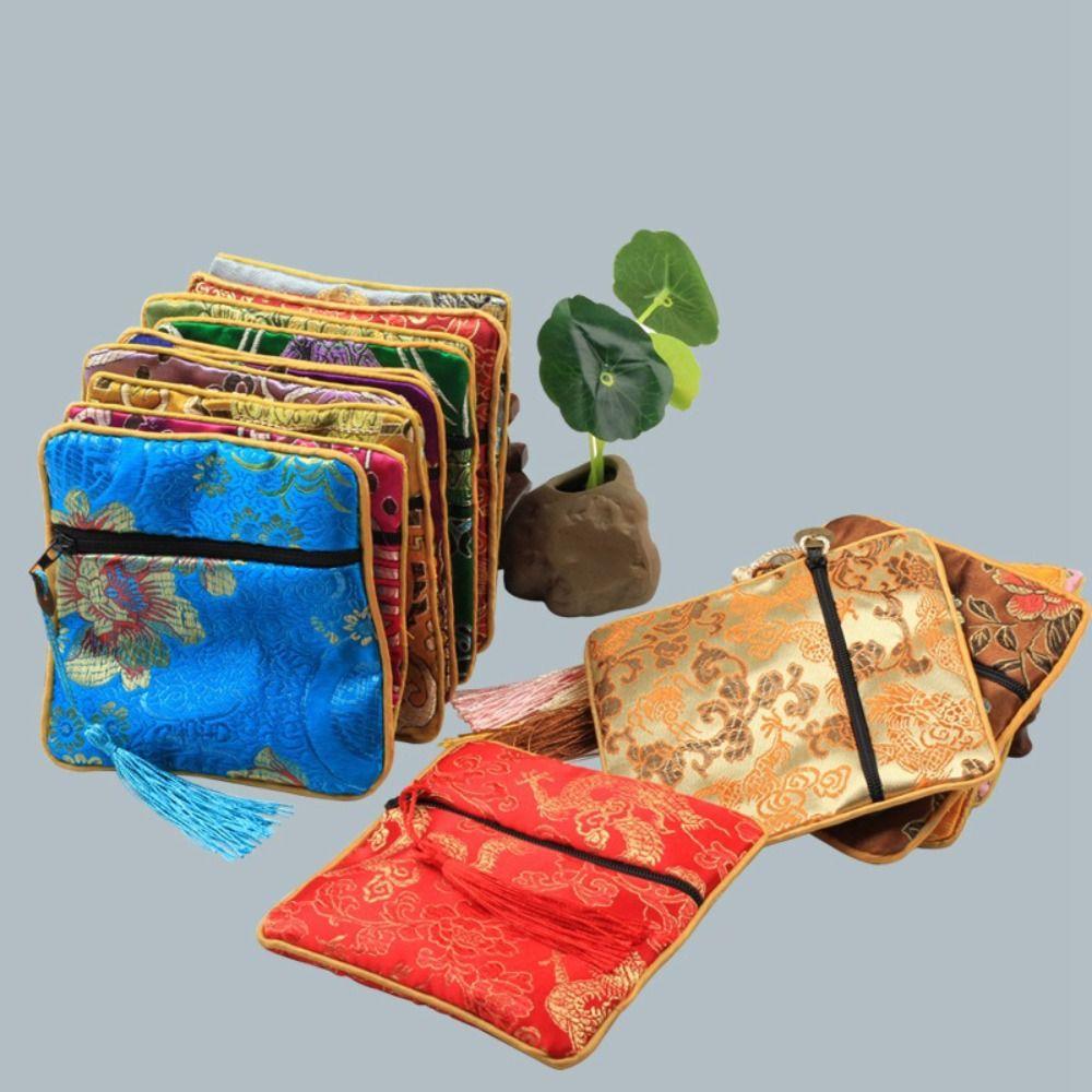 Tassel Flower Jewelry Packing Bag Copper Cash Pendant Chinese Style Money Bag Outdoor