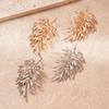 Europe and America Style Metal Large Leaf Drop Earrings for Women Vintage Texture Gold Silver Color Stud Earring Holiday Jewelry