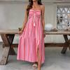 Women's Fashion Summer Spring Geometric Print Sleeveless Hanging Neck High Waist Casual Dresses