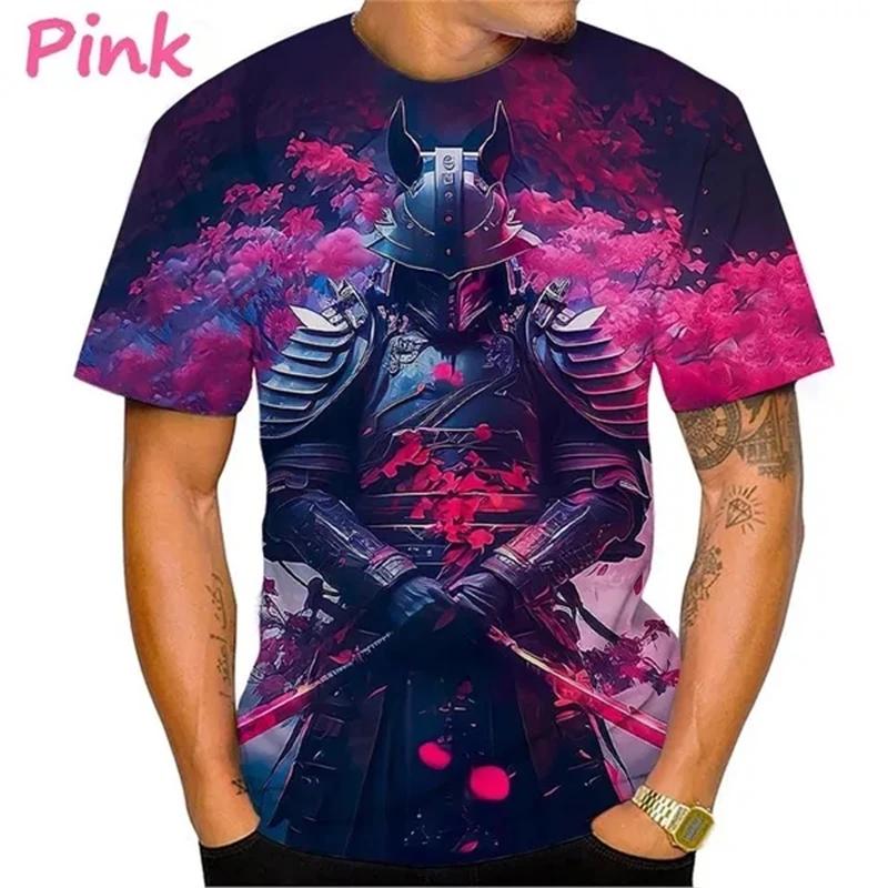 Новая футболка с японским самураем, 3D-принт, сакура, ниндзя, рубашка с коротким рукавом, модные повседневные топы для мужчин и женщин, футболки