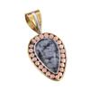 Natural Snowflake Obsidian Gemstone 925 Solid Silver Two Tone Pendant 1.50" s7t20