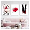 Flower Paris Girl Fashion Nordic Posters And Prints Wall Pictures For Living Room Salon Decor Wall Art Canvas Painting Red Lips