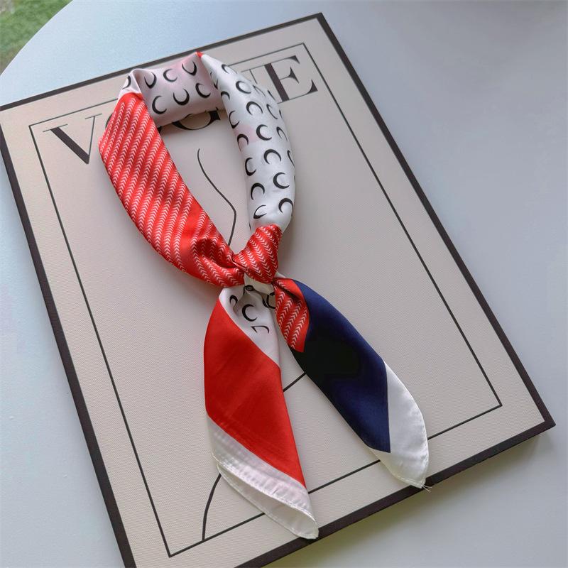 New Hundred Hundred Satin Letter Print Neckerchief 70×70 Silk Scarf Small Square Scarf High Sense of French Scarf