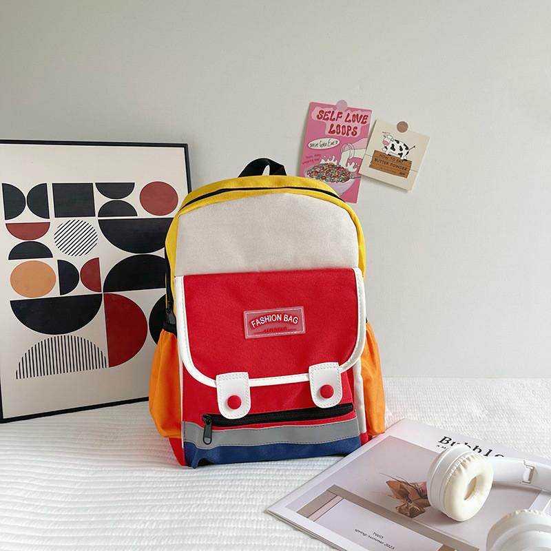 С рюкзаком для малышей, дизайн с цветовой блокировкой, текстура из полиэфирного волокна, для повседневного использования