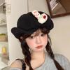 Vintage big head circumference octagonal hat women's spring and autumn color felt button painter hat cloud beret new
