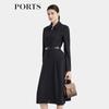 PORTS Women's Elegant Commuter Metal Logo Belted Dress