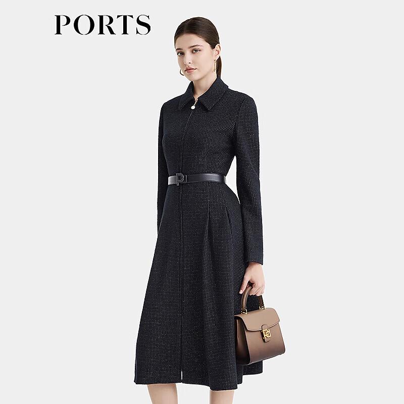 PORTS Women's Elegant Commuter Metal Logo Belted Dress