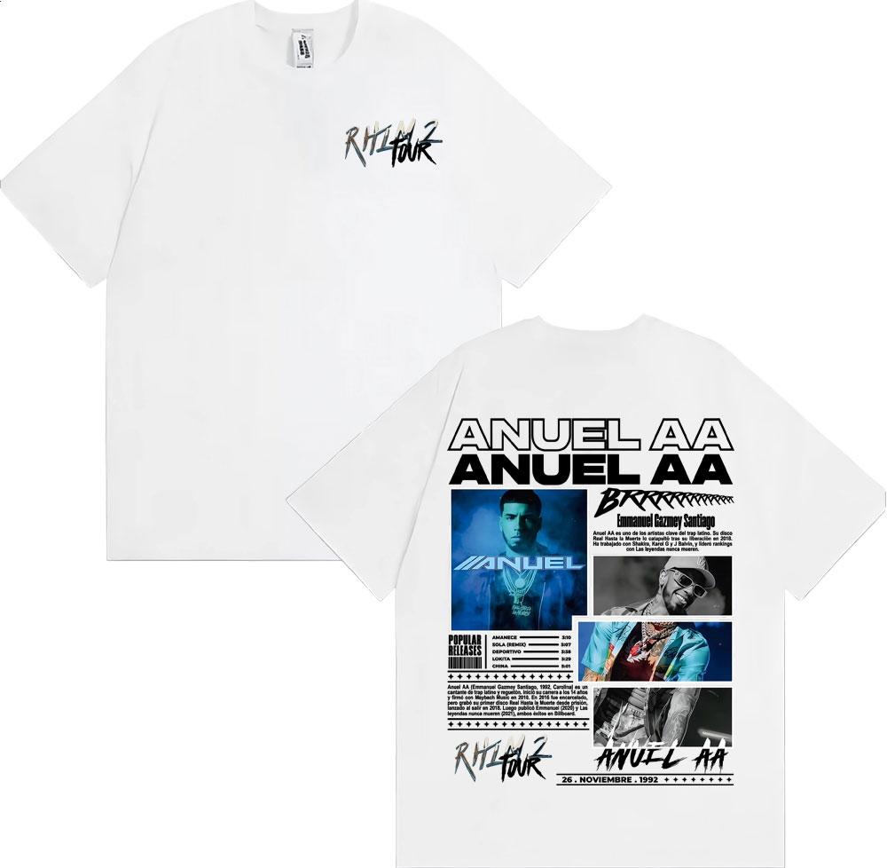 Rapper Anuel AA Rhlm 2 Album 2026 Tour Tshirts Men Women Fashion Hip Hop High Street T Shirt Cotton ONeck Short Sleeve Tshirt