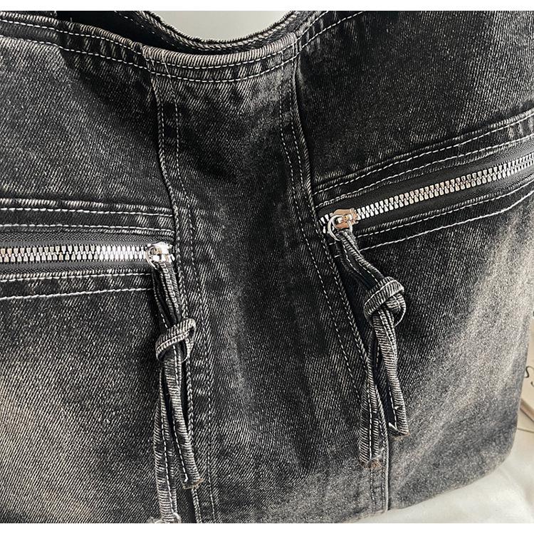 Винтажная повседневная джинсовая сумка-тоут с несколькими карманами - Модная сумка через плечо для мам 2025 года