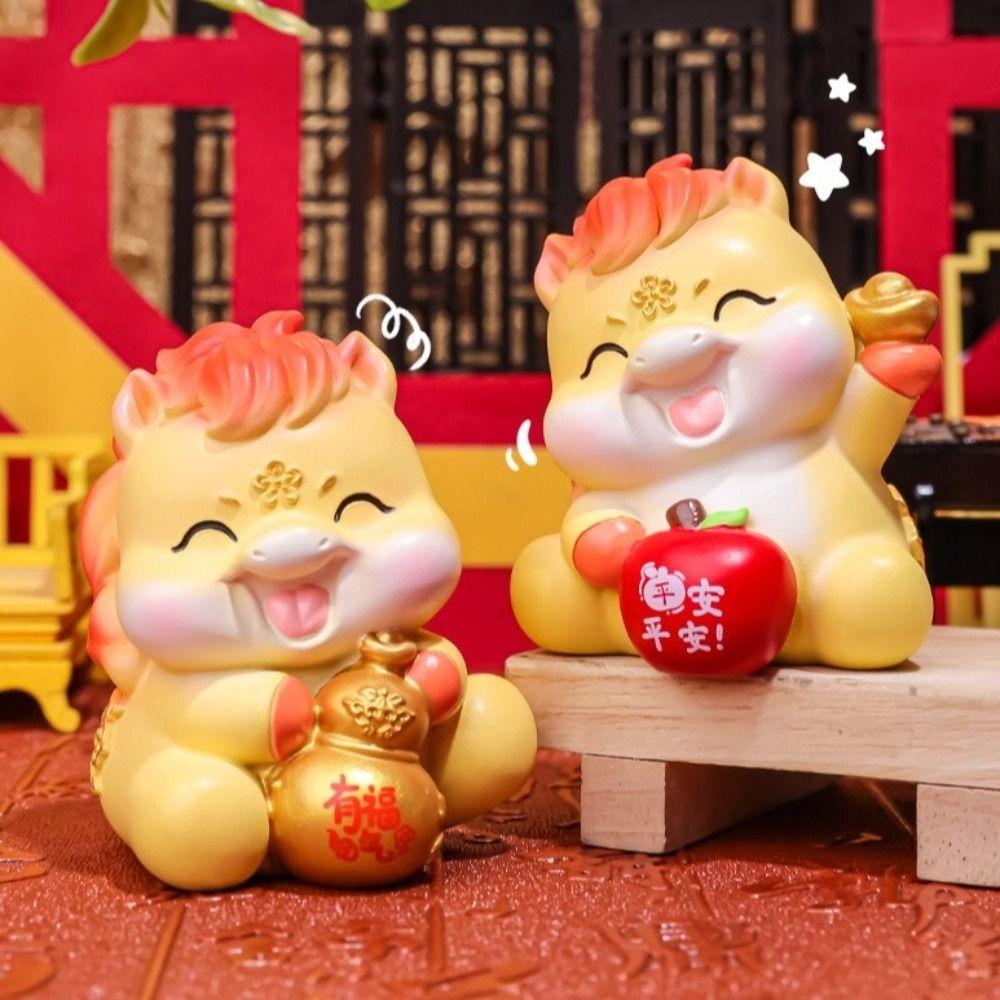 Cartoon Zodiac Horse Ornament Mascot Desktop Decoration Cute Car Ornament  Gift