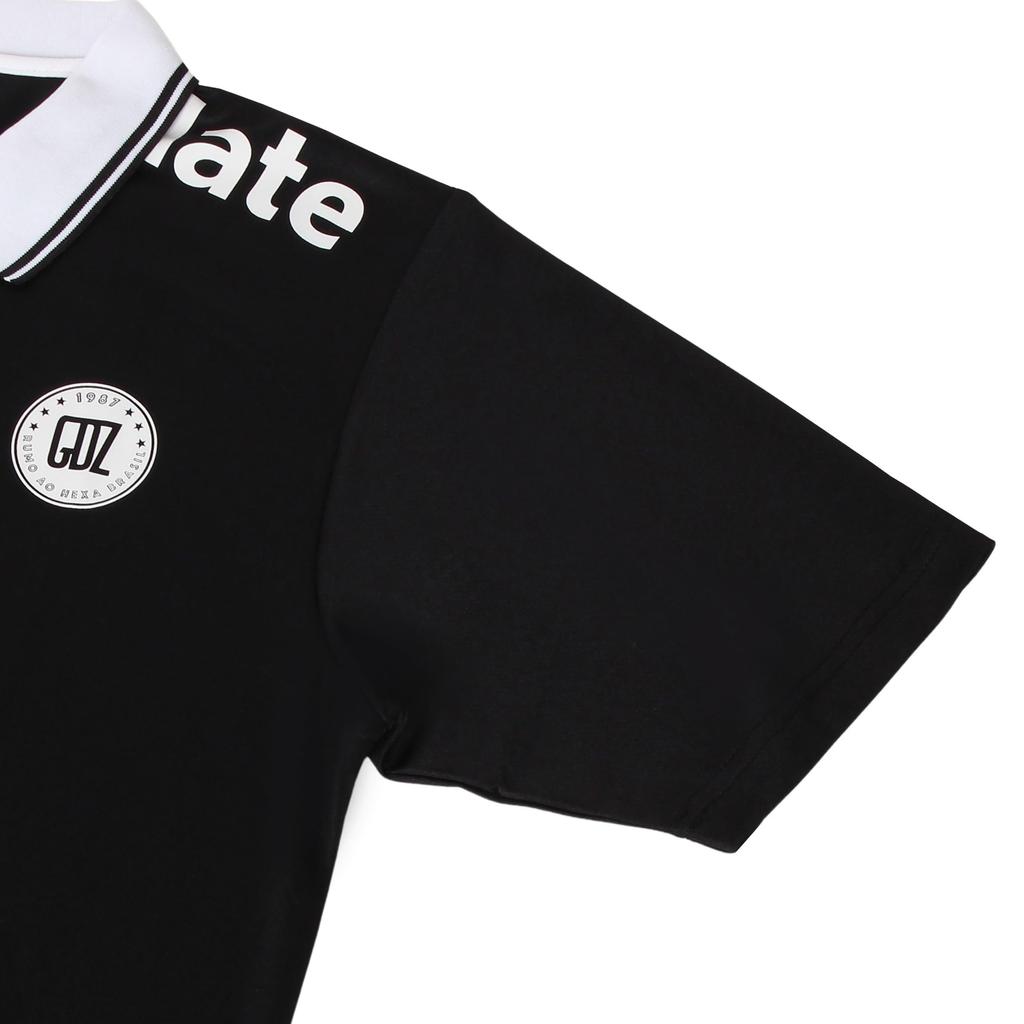 FINTA Men's Collared Short Sleeve Soccer Shirt, FT4417 (0500), Black, Size L