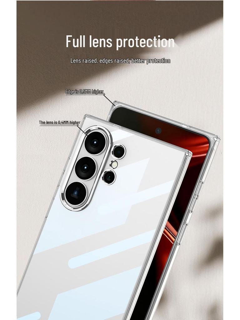 Прозрачный ТПУ чехол Samsung S26 Ultra с подушкой безопасности и большим вырезом для камеры